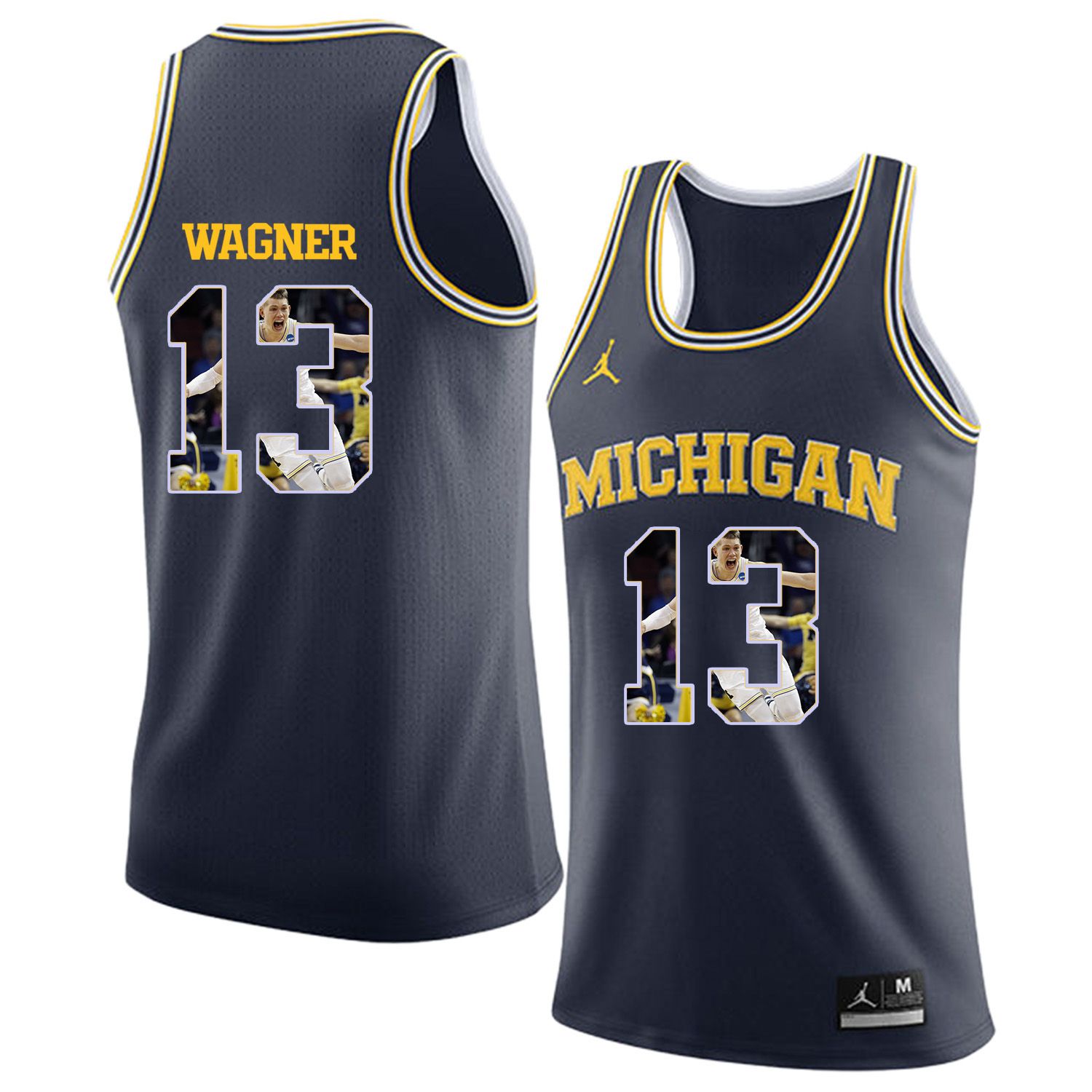 Men Jordan University of Michigan Basketball Navy #13 Wagner Fashion Edition Customized NCAA Jerseys->customized ncaa jersey->Custom Jersey